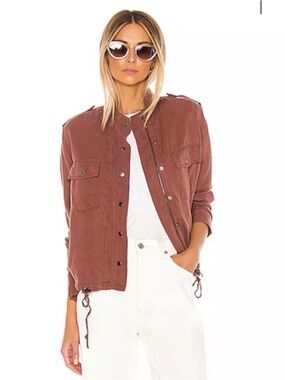 Rails Collins Utility Moto Linen Blend Jacket Burgundy